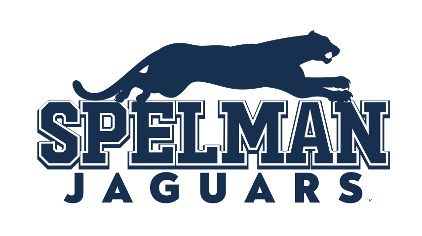 Spelman Jaguars wordmark with leaping jaguar silhouette, standard variant, cell 15