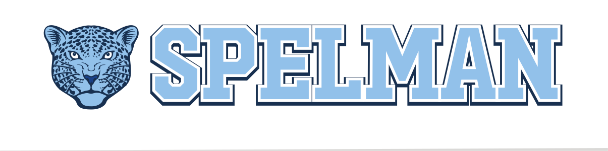 Spelman wordmark with mascot head, standard variant, cell 18