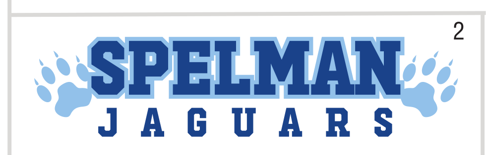 Spelman Jaguars wordmark with paw prints, standard variant, cell 20
