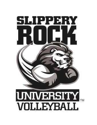 mascot with Slippery Rock University Volleyball, green/black variant, cell 52