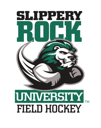 mascot with Slippery Rock University Field Hockey, green/black variant, cell 55