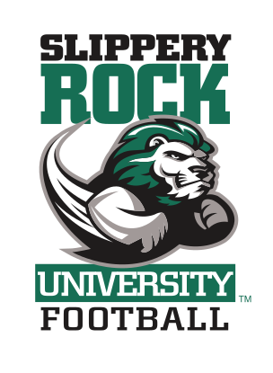 mascot with Slippery Rock University Football, green/black variant, cell 59