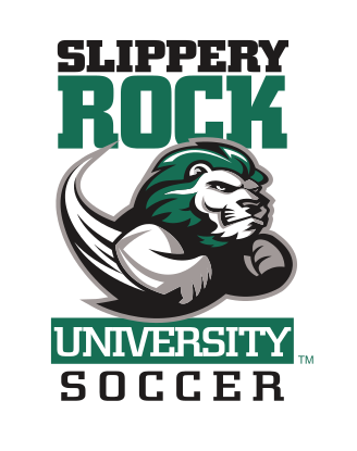 mascot with Slippery Rock University Soccer, green/black variant, cell 63
