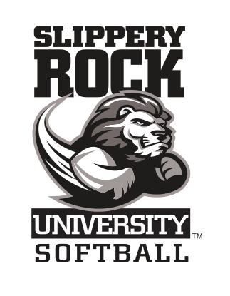 mascot with Slippery Rock University Softball, black variant, cell 72