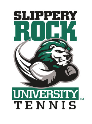 mascot with Slippery Rock University Tennis, green/black variant, cell 75
