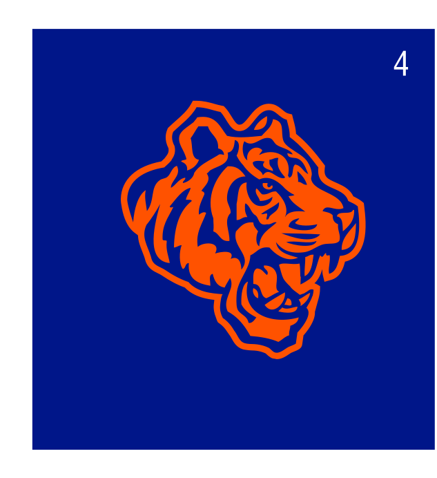 tiger head, orange on blue background variant, cell 4