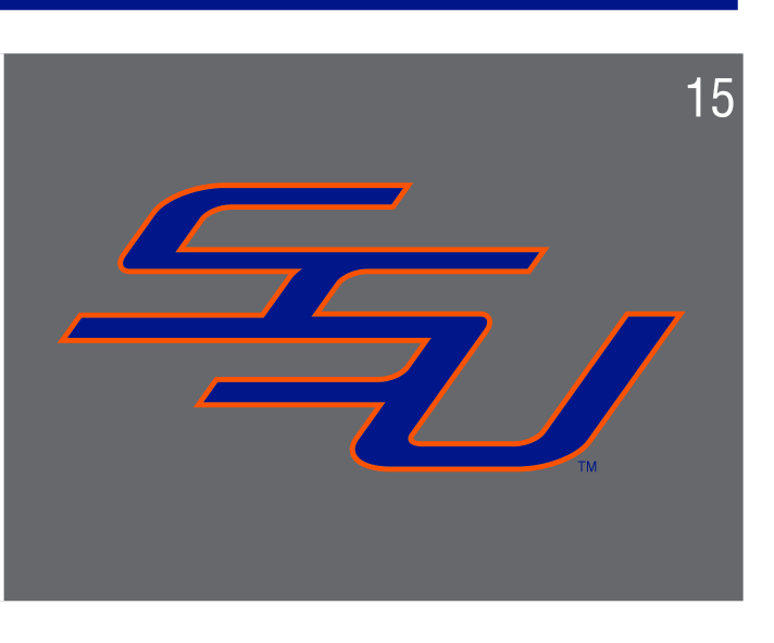 SSU lettermark, blue with orange outline on grey variant, cell 15