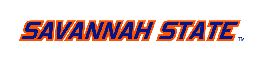 Savannah State wordmark, orange with blue outline variant, cell 21