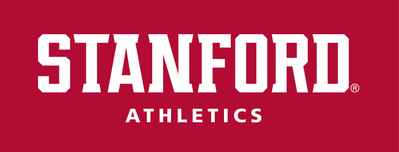 STANFORD ATHLETICS wordmark, white on red variant, cell 31