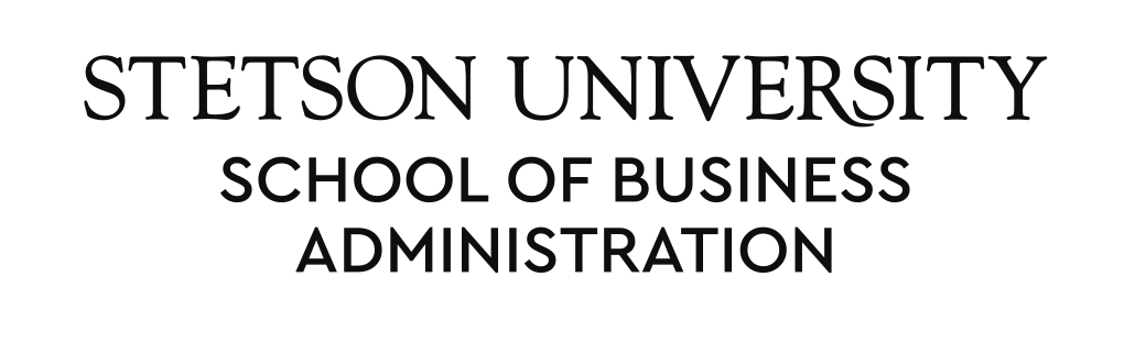 Stetson University School of Business Administration, horizontal wordmark, black variant, cell 99