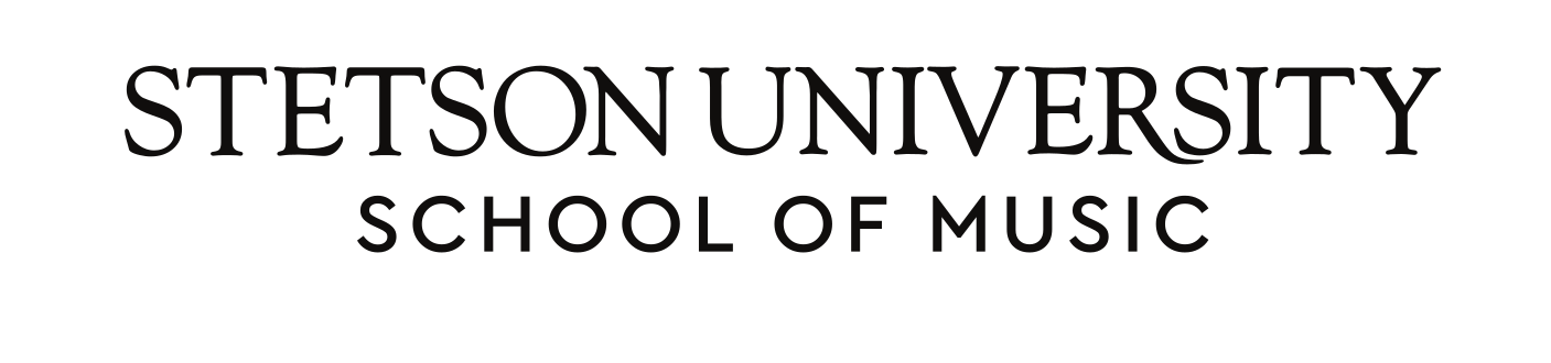 Stetson University School of Music, horizontal wordmark, black variant, cell 108