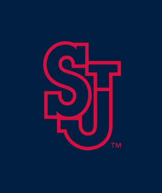 SJ lettermark, red with blue outline, blue background variant, cell 11