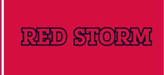 RED STORM wordmark, blue with red outline, red background variant, cell 31