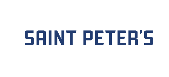 horizontal Saint Peter's wordmark, Saint Peter's Blue variant, cell 16