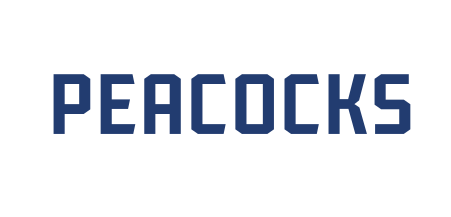 horizontal Peacocks wordmark, Saint Peter's Blue variant, cell 19