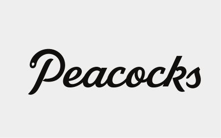 script Peacocks wordmark, black variant, cell 28