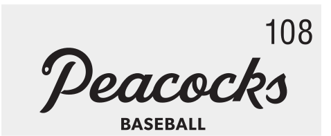 Peacocks Baseball, script lockup black variant, cell 108