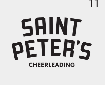 Saint Peter's Cheerleading, arched lockup black variant, cell 110