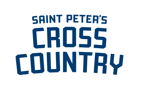 Saint Peter's Cross Country, horizontal lockup, blue variant, cell 117