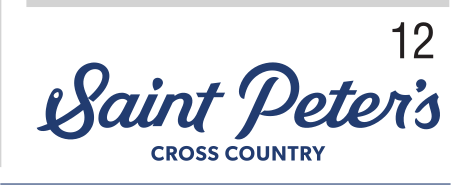 Saint Peter's Cross Country, script lockup, blue variant, cell 121