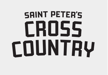 Saint Peter's Cross Country, horizontal lockup, black/grey variant, cell 141