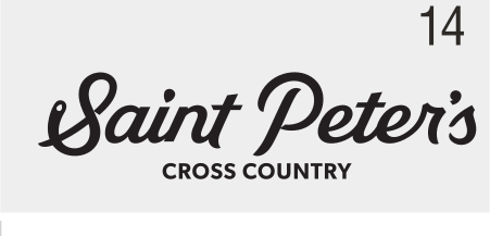 Saint Peter's Cross Country, script lockup, black/grey variant, cell 145