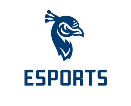 Saint Peter's Esports, mascot lockup, blue variant, cell 124