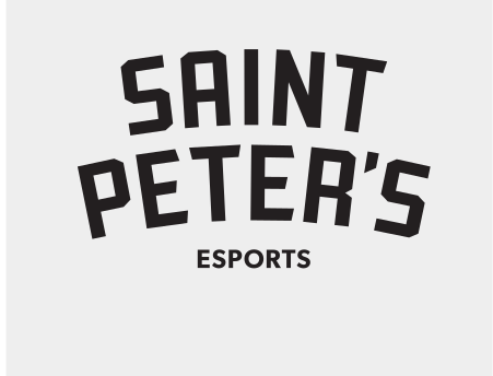 Saint Peter's Esports, arched lockup, black/grey variant, cell 146
