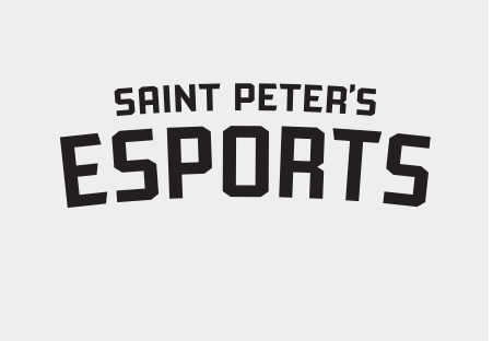 Saint Peter's Esports, horizontal lockup, black/grey variant, cell 147