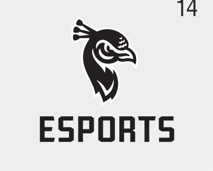 Saint Peter's Esports, mascot lockup, black/grey variant, cell 148