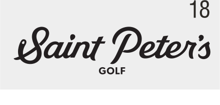 Saint Peter's Golf, script lockup, black/grey variant, cell 181