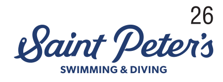 Saint Peter's Swimming & Diving, script lockup, blue variant, cell 265