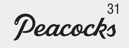 Peacocks Volleyball, script lockup, black variant, cell 312