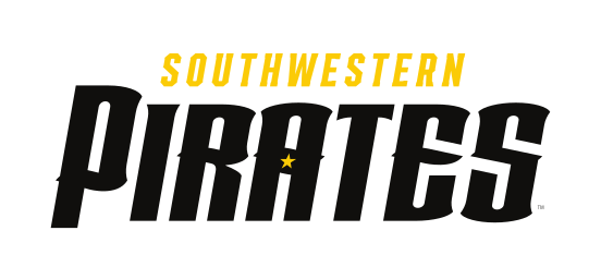 Southwestern Pirates wordmark, black/gold variant, cell 81