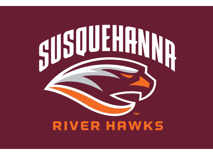 Susquehanna River Hawks logo, full color on maroon variant, cell 12