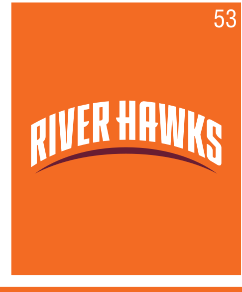 River Hawks wordmark, white on orange variant, cell 53