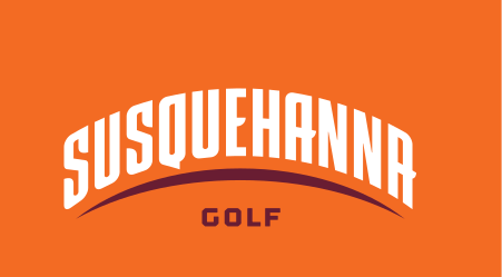 Susquehanna Golf wordmark, white on orange variant, cell 152