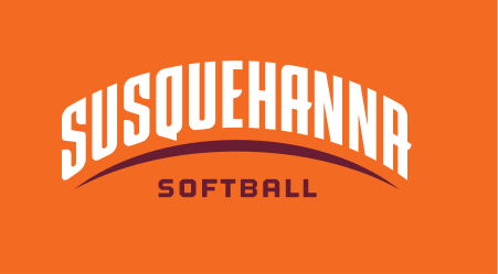 Susquehanna Softball wordmark, white on orange variant, cell 164