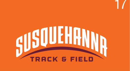 Susquehanna Track & Field wordmark, white on orange variant, cell 173