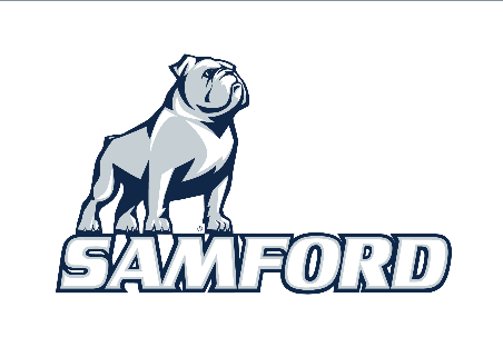 bulldog mascot over SAMFORD wordmark, full color variant, cell 11