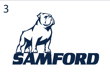 bulldog mascot over SAMFORD wordmark, one color variant, cell 13