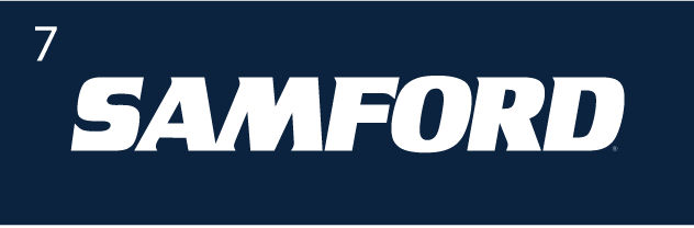 SAMFORD wordmark, reverse variant, cell 27