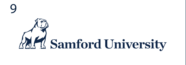 bulldog mascot beside Samford University wordmark, one color variant, cell 29
