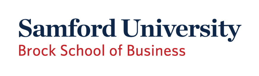 Samford University Brock School of Business, color, wordmark variant, cell 36