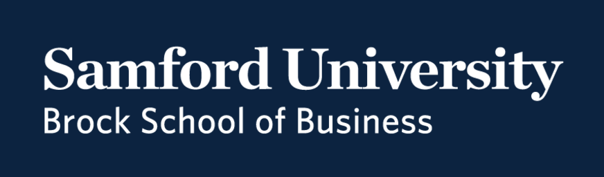 Samford University Brock School of Business, reverse, wordmark variant, cell 37