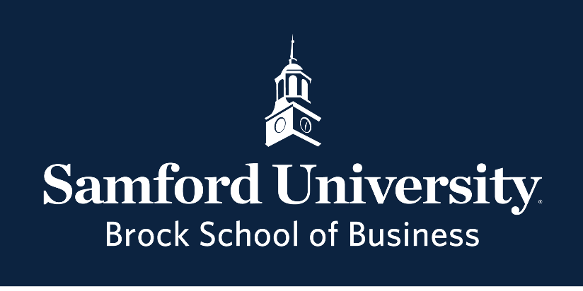 Samford University Brock School of Business, reverse, belltower stacked variant, cell 39
