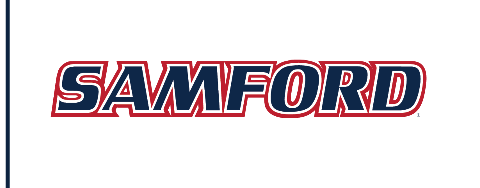 Samford Spirit Wordmark, Red with navy outline variant, cell 54