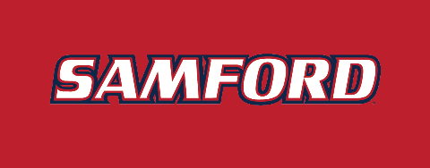 Samford Spirit Wordmark, White with navy outline variant, cell 56