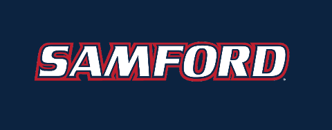 Samford Spirit Wordmark, Red with white outline variant, cell 57