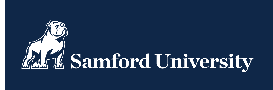 Samford University Crossover Horizontal, one-color (white) variant